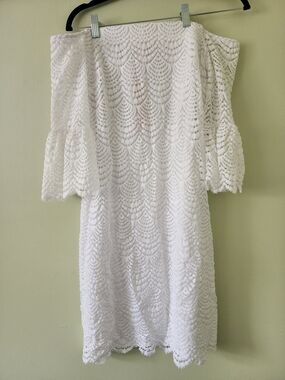New With Tags Lilly Pulitzer White Lace Off-Shoulder Dress